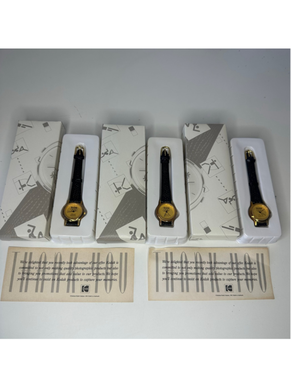 Vintage New in Box NIB Set of 3 Kodak Gold & Black 1998 Olympics Sponsor Watches